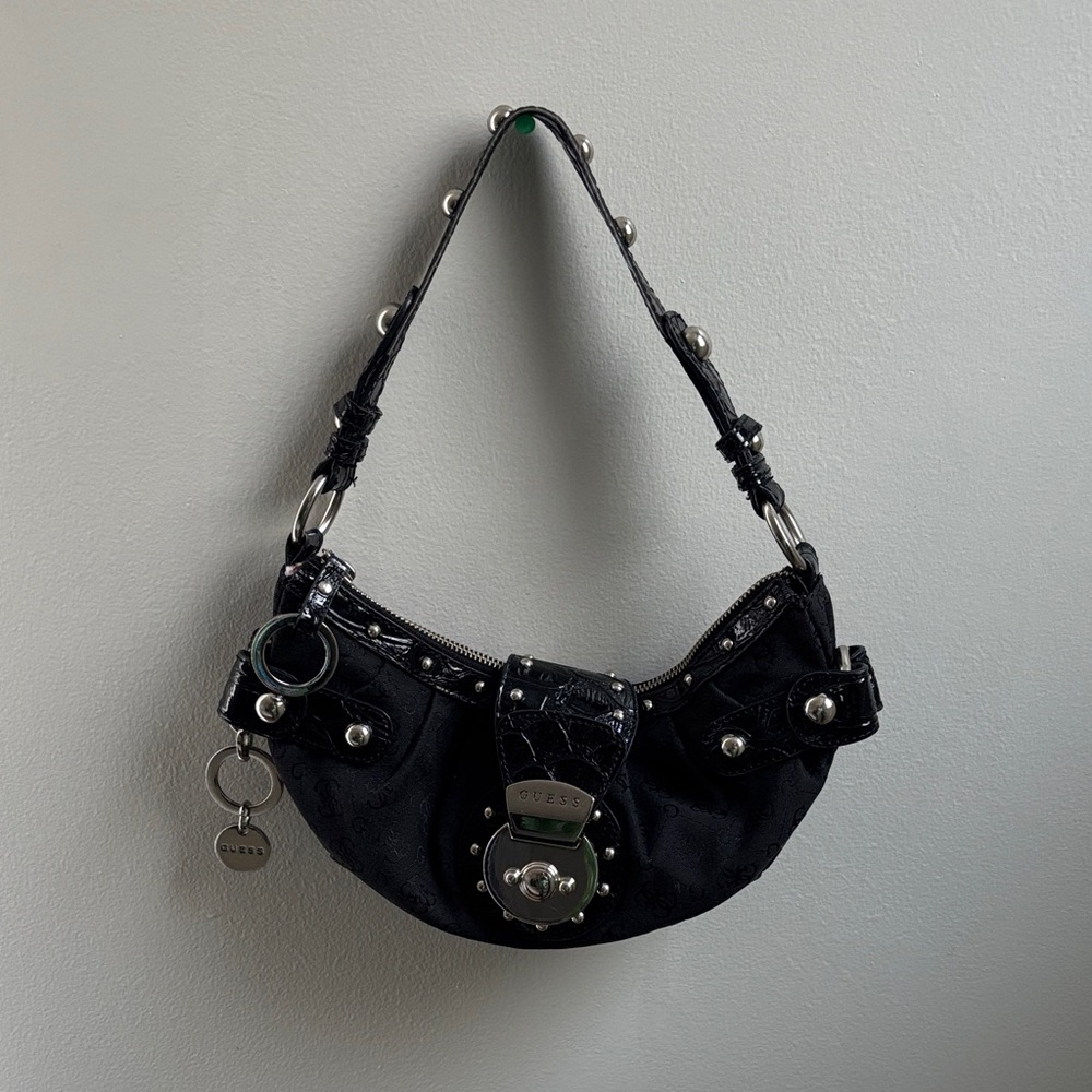 GUESS Black Studded Shoulder Bag